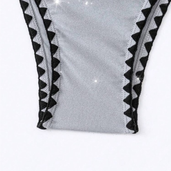 Stylish Gray and Black contrast shimmer Women's Bikini - Picture 4 of 6